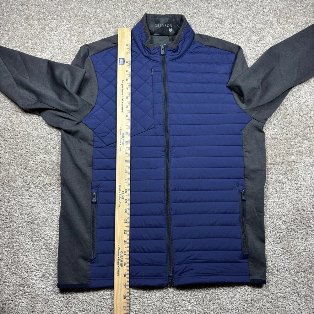 Greyson Yukon Hybrid Jacket Mens Medium Blue Gray Quilted Full Zip Golf Coat